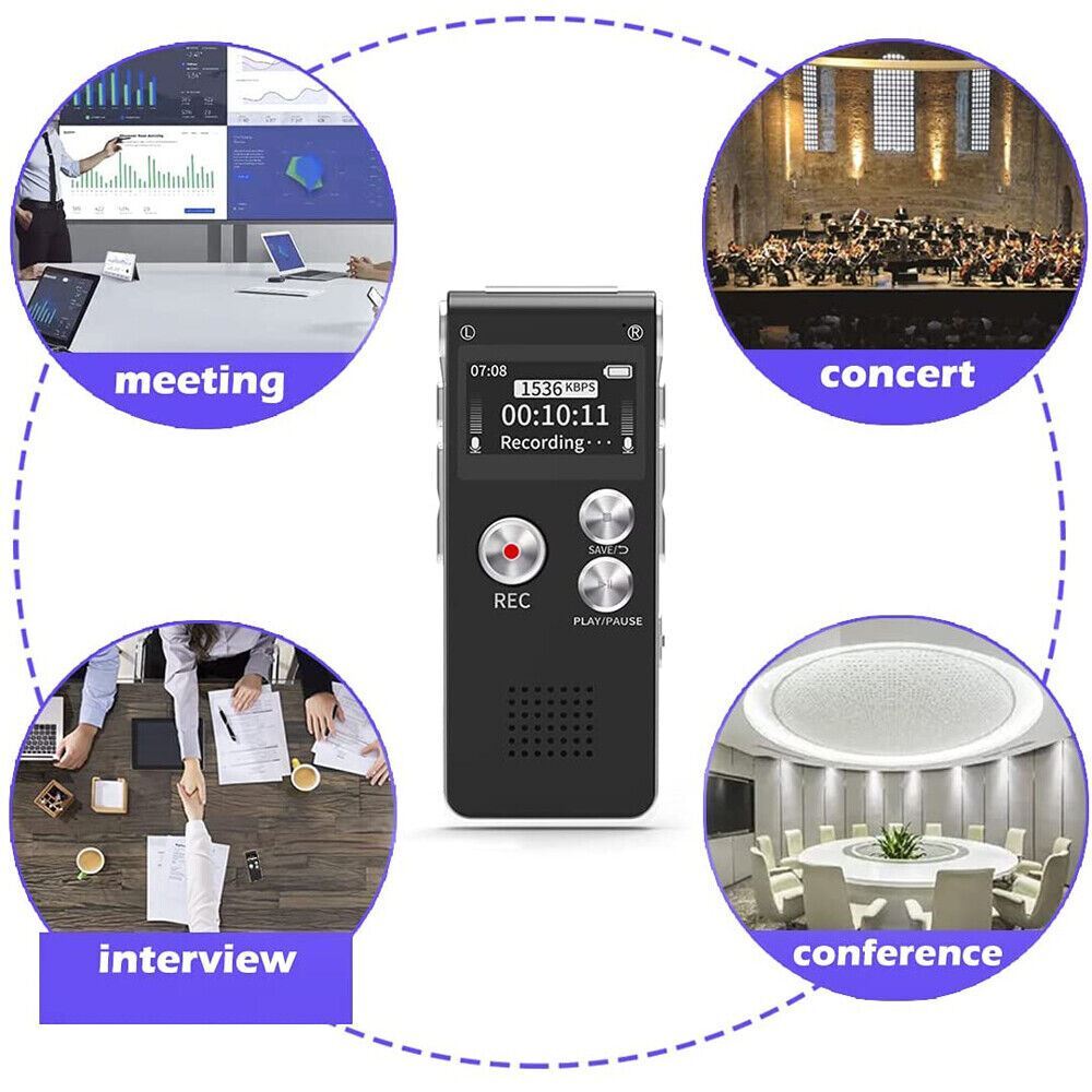 Lecture Digital Voice Recorder Dictaphone Audio MP3 Sound Mini Spy Recorder Mic