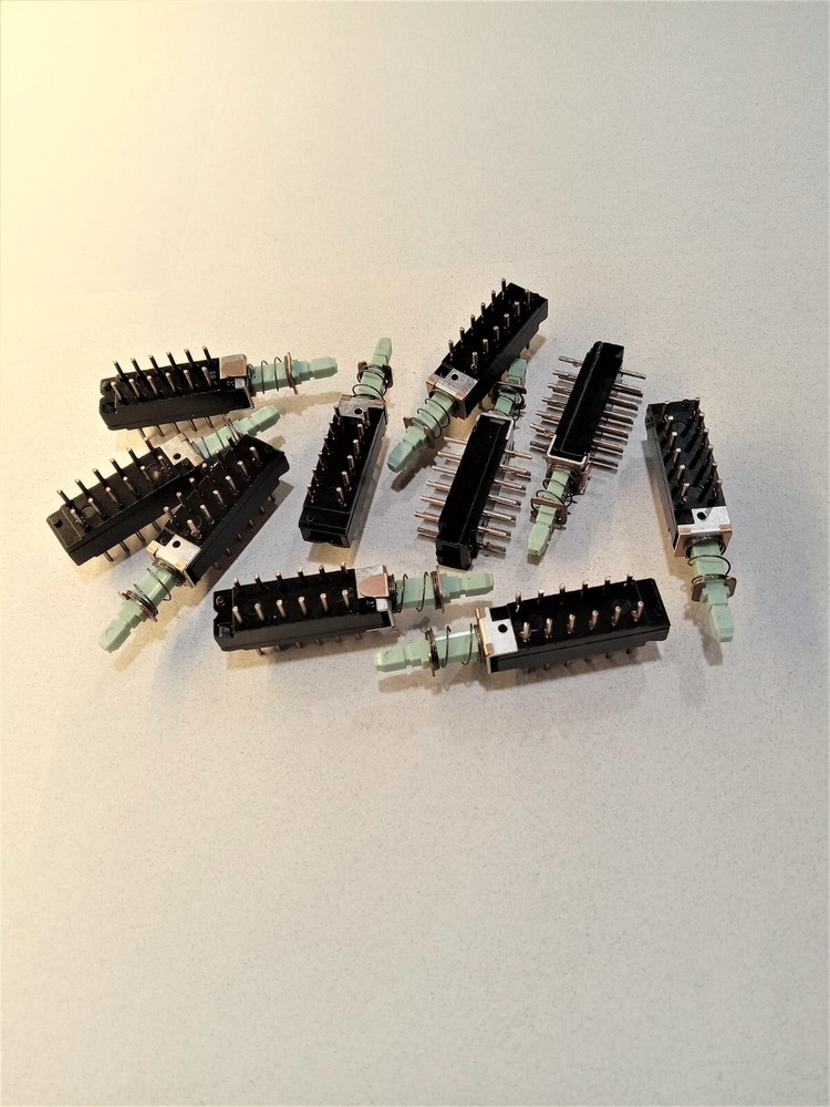 Centralab 4pdt Push Button Switch 12 Pin 1 Position latching Pc mount. 10Pcs