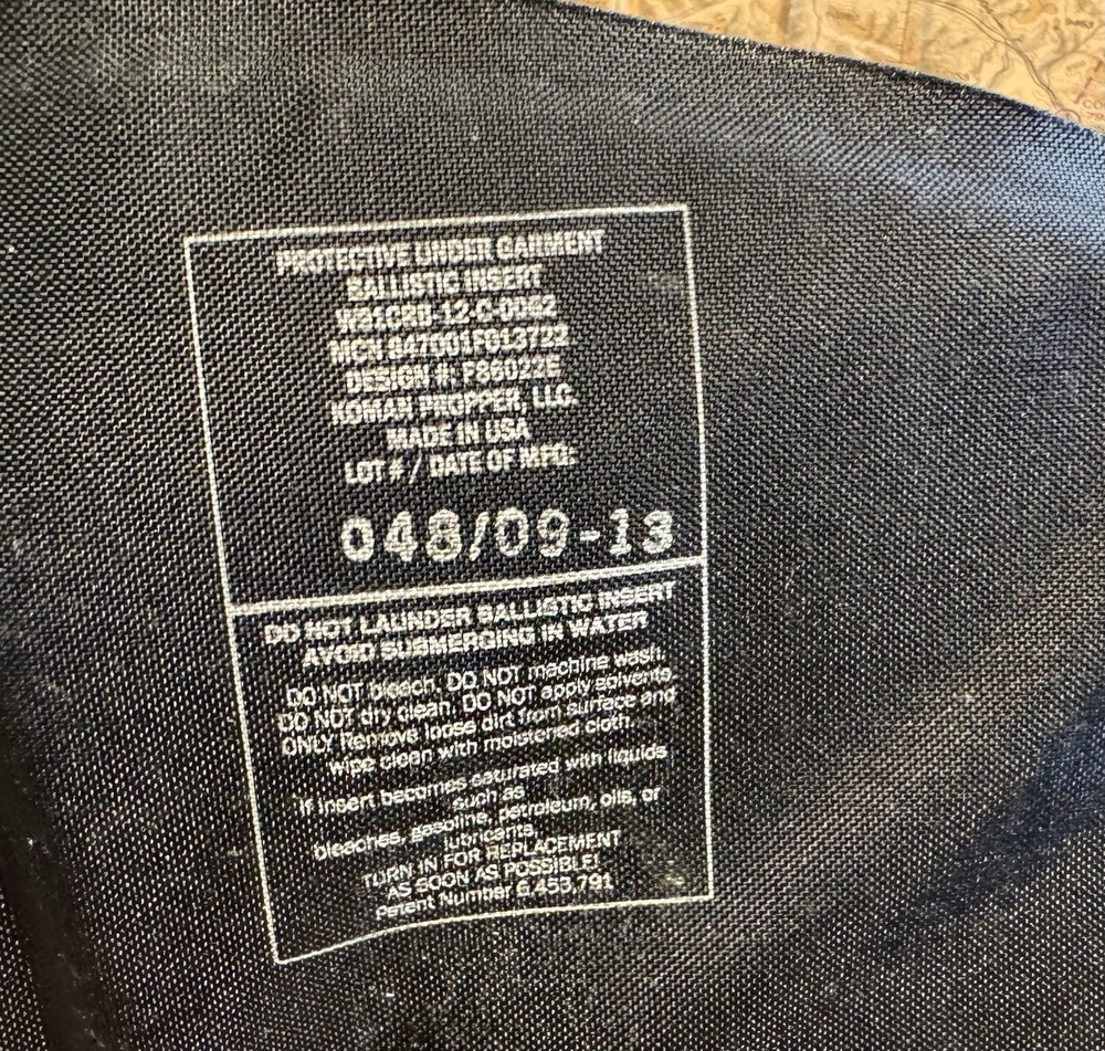 Koman Propper LLC Protective Undergarment Ballistic Insert F86022E