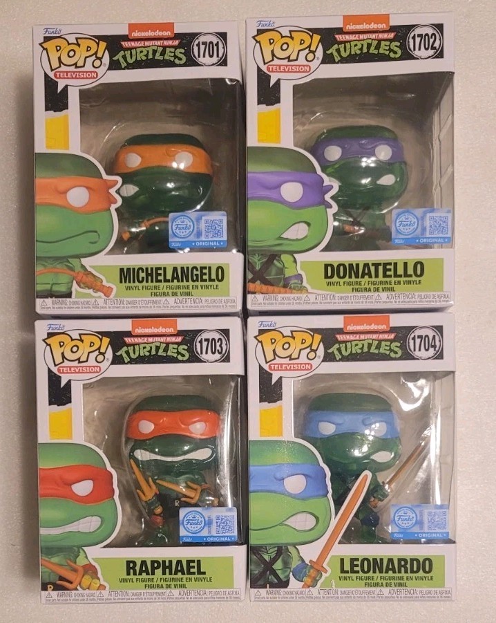 Funko Pop! TMNT Translucent set of 4 Michaelangelo, Raphael, Leonardo, Donatello
