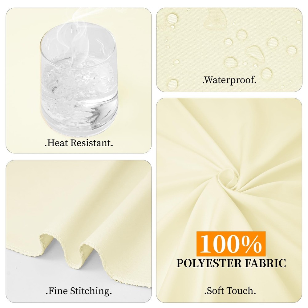 10 Pack Beige Round Tablecloth 90 Inch, Waterproof Polyester Table Cloth for ...