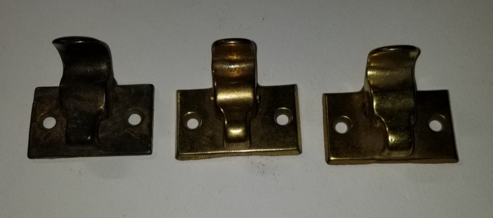 3 Vintage Solid Brass Sash Window Lock Latch