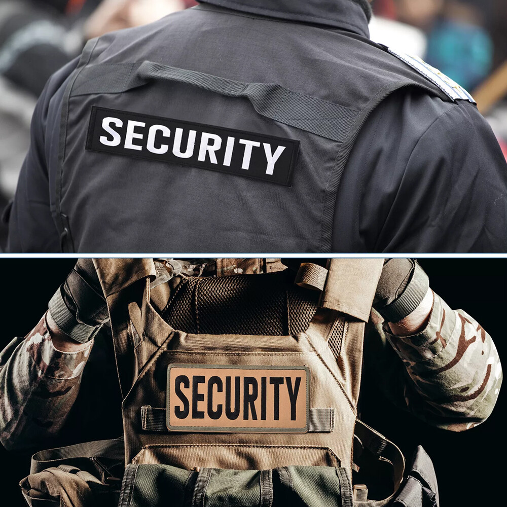 2Pcs SECURITY Patch with Hook and Loop for Vest Clothes Backpacks Hats White