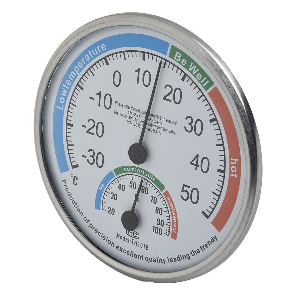 Hygrometer Thermometer ABS Range: 20-Diameter 13cm Classroom