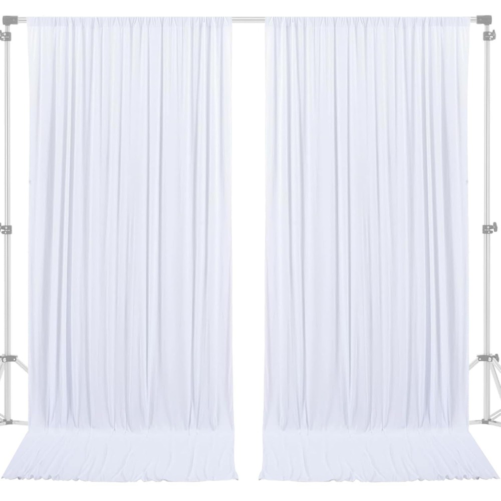 10x10 Ft White Backdrop Curtain Polyester Drape Rod Pockets Reusable