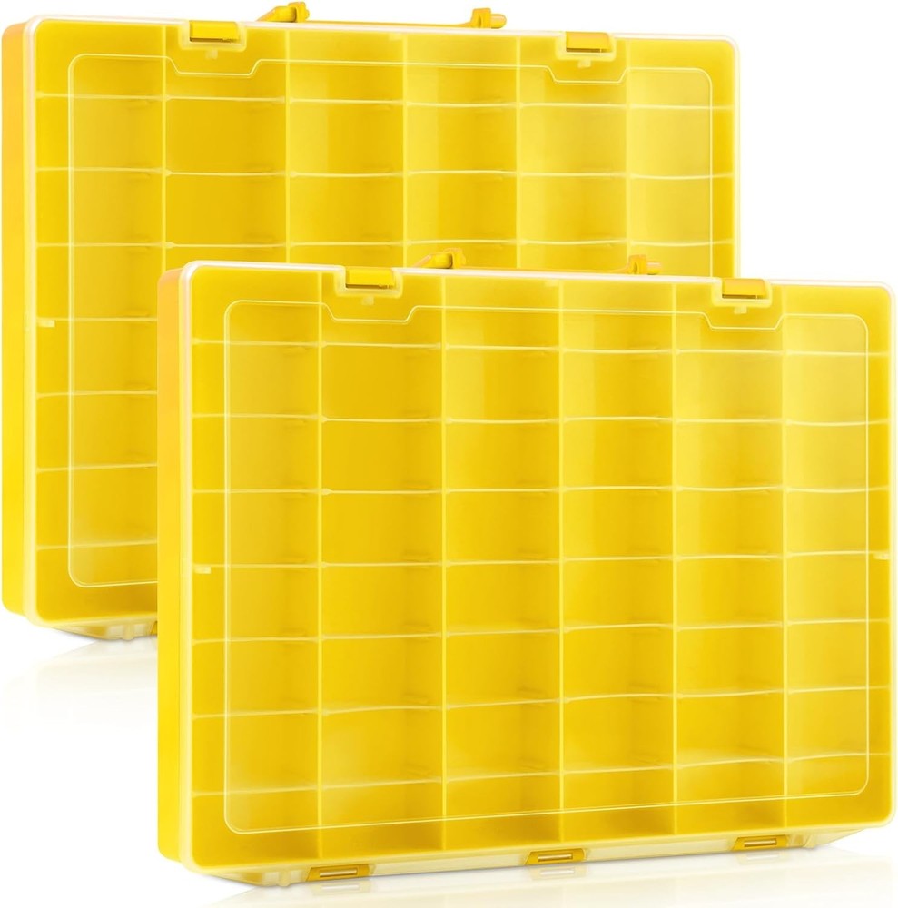 2 Pcs 48 Grids Plastic Storage Bead Organizer Box Tackle Box Compartment Large