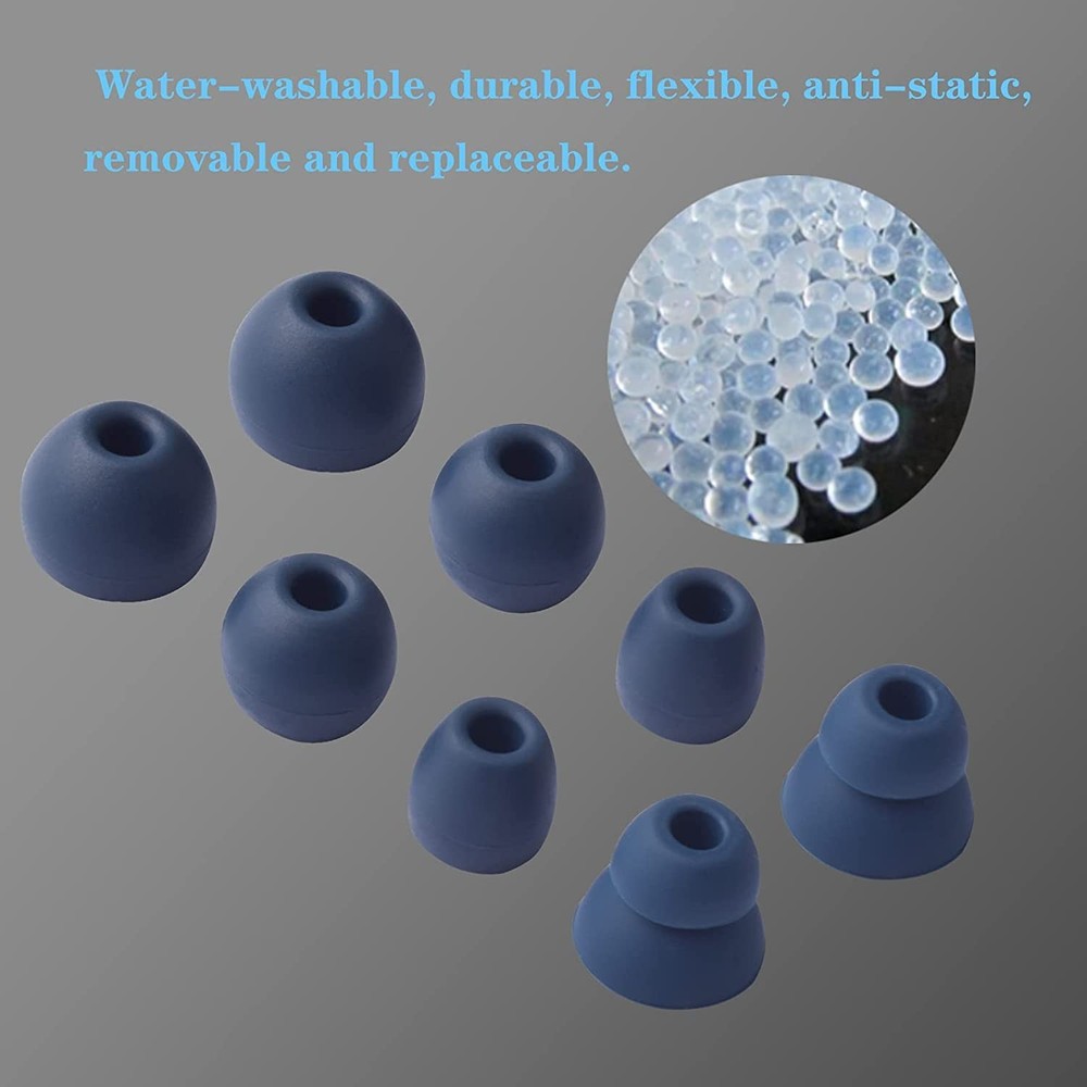 Replacement Eartips Silicone Earbuds Buds Set Earplug large, Navy Blue