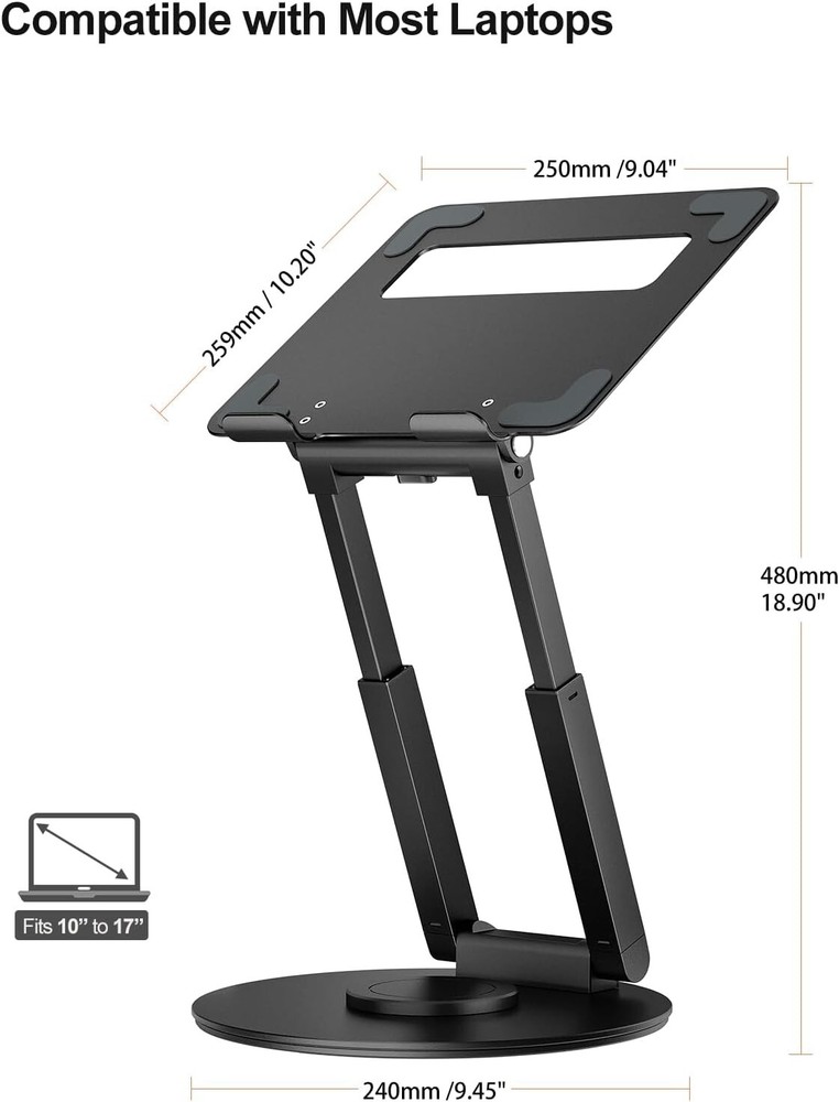 Active Standing Laptop Riser with 360° Swivel - Posture-Friendly & Space-Saving