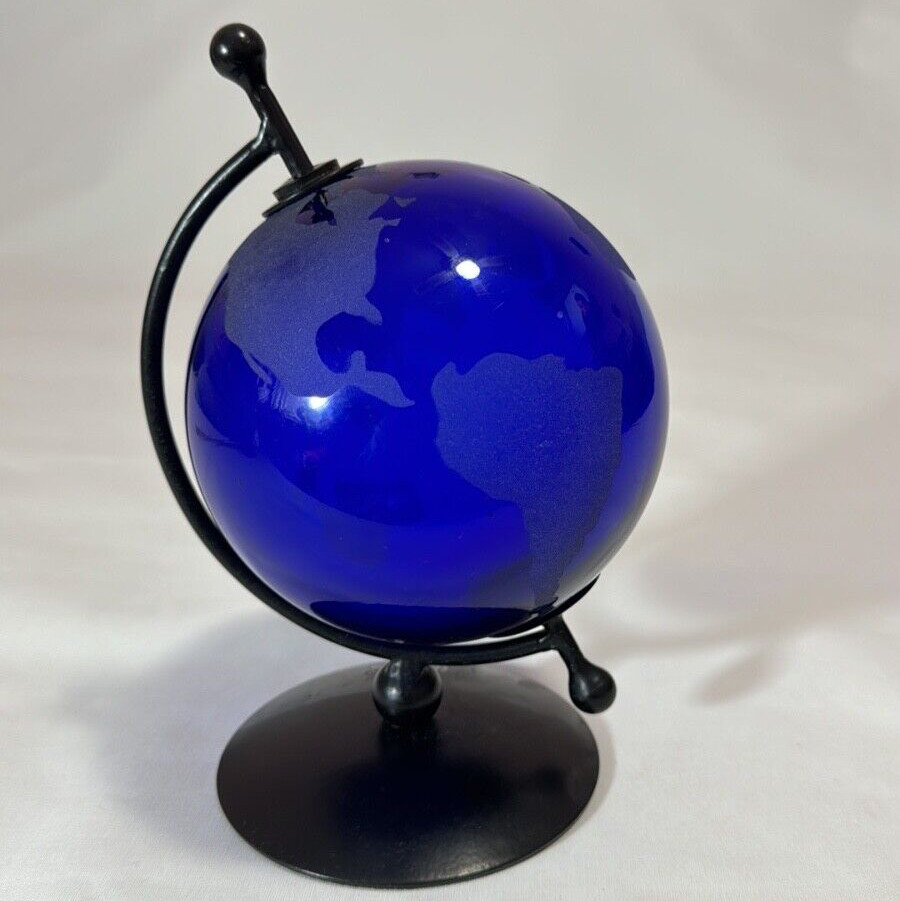Vintage Cobalt Blue World Globe Map