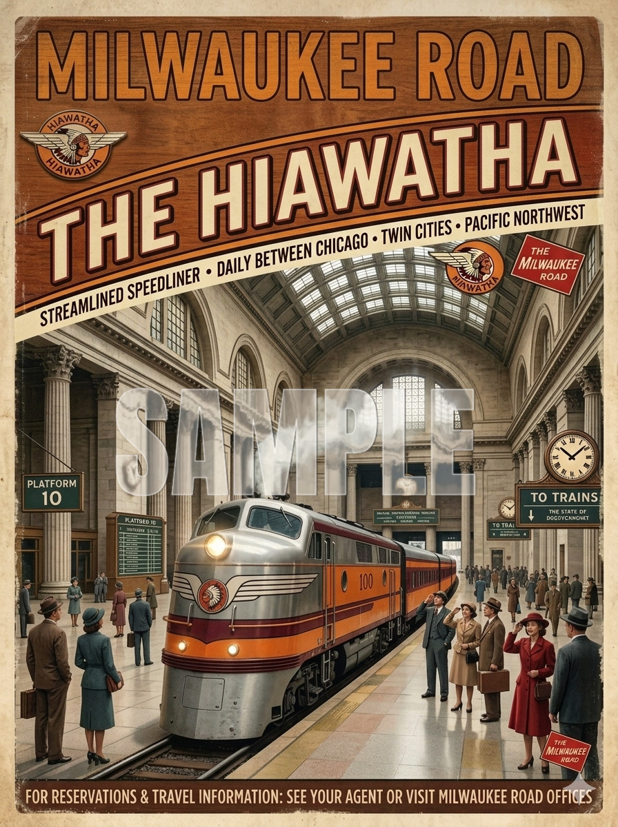 The Milwaukee Road railroad posters vintage style prints 8.5"x14"
