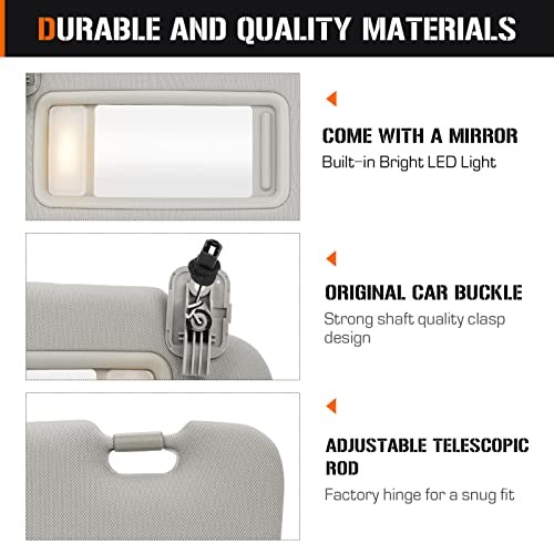 Sun Visor with Vanity Light for 2010-2015 Mazda CX-9 Driver Side Gray Left Grey