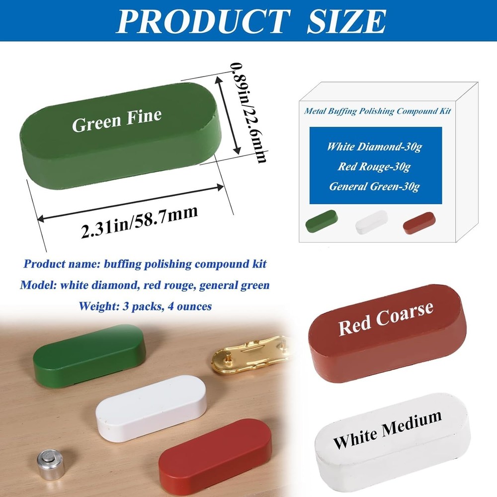 Metal Buffing Polishing Compound Kit,Buffing Wheel Compound Including White D...