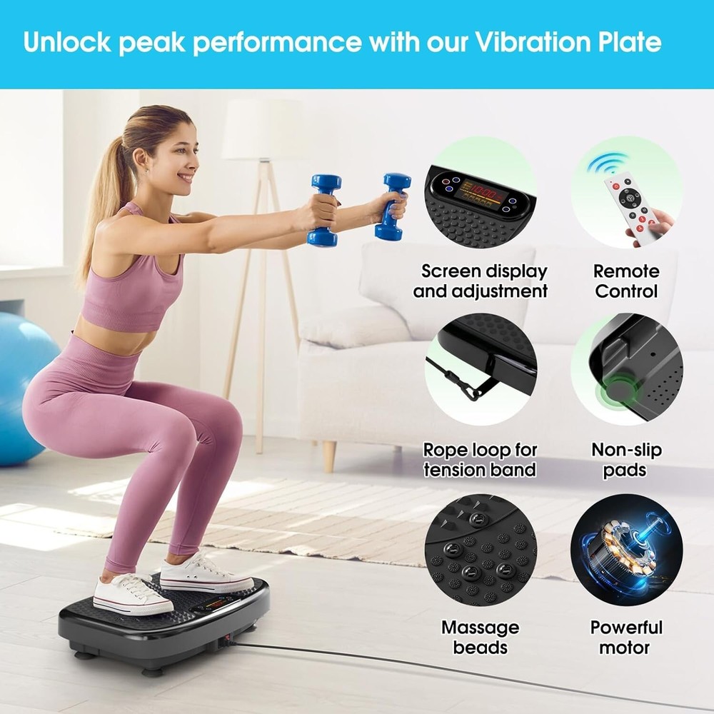 Versatile Vibration Exercise Platform 400 lbs for Lymphatic Drainage & Strength