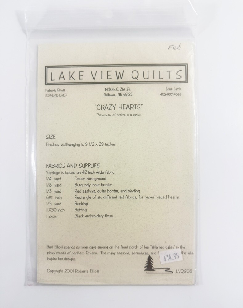 Lake View Quilts “Crazy Hearts Wall hanging (PATTERN ONLY)