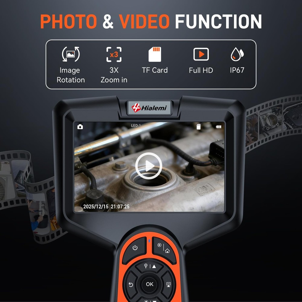 3.9mm Borescope, 5" IPS Screen 1080P Endoscope Camera with Light, Inspection ...