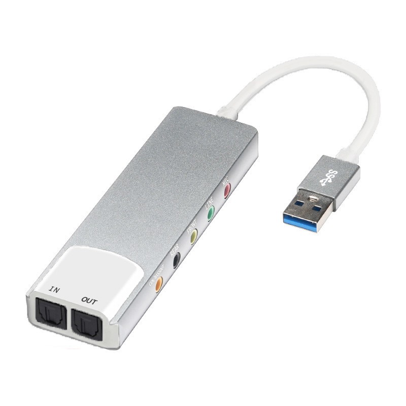Usb External Multi-Function Sound Card Aluminium Alloy 3 Input Terminals