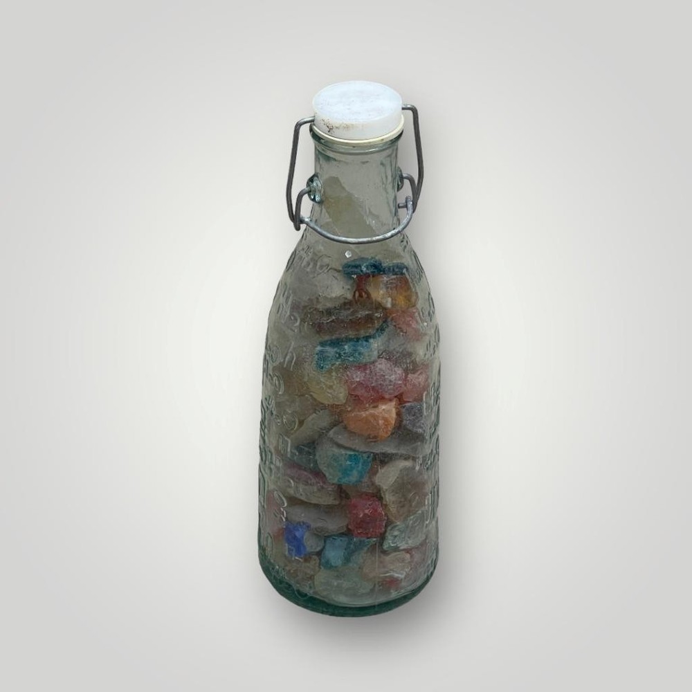 Slag Glass Rock Chunks in Decorative Bottle