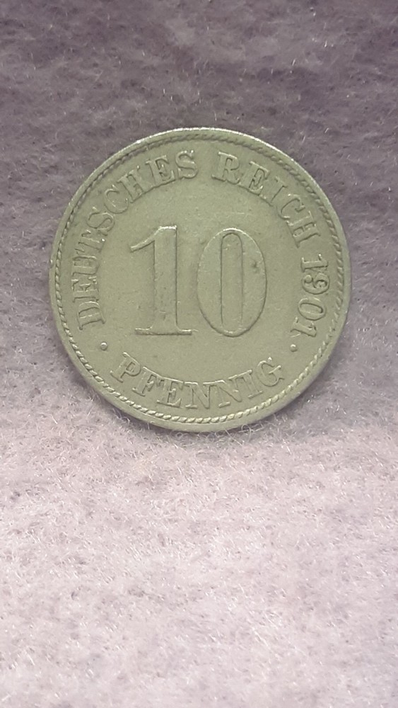 GERMANY ~ 1901 J ~ 10 PFENNIG ~ VF