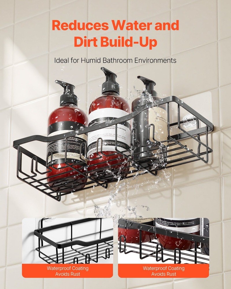 5-Pack Shower Caddy - Adhesive Bathroom Storage Shelves, Space-Saving Rack