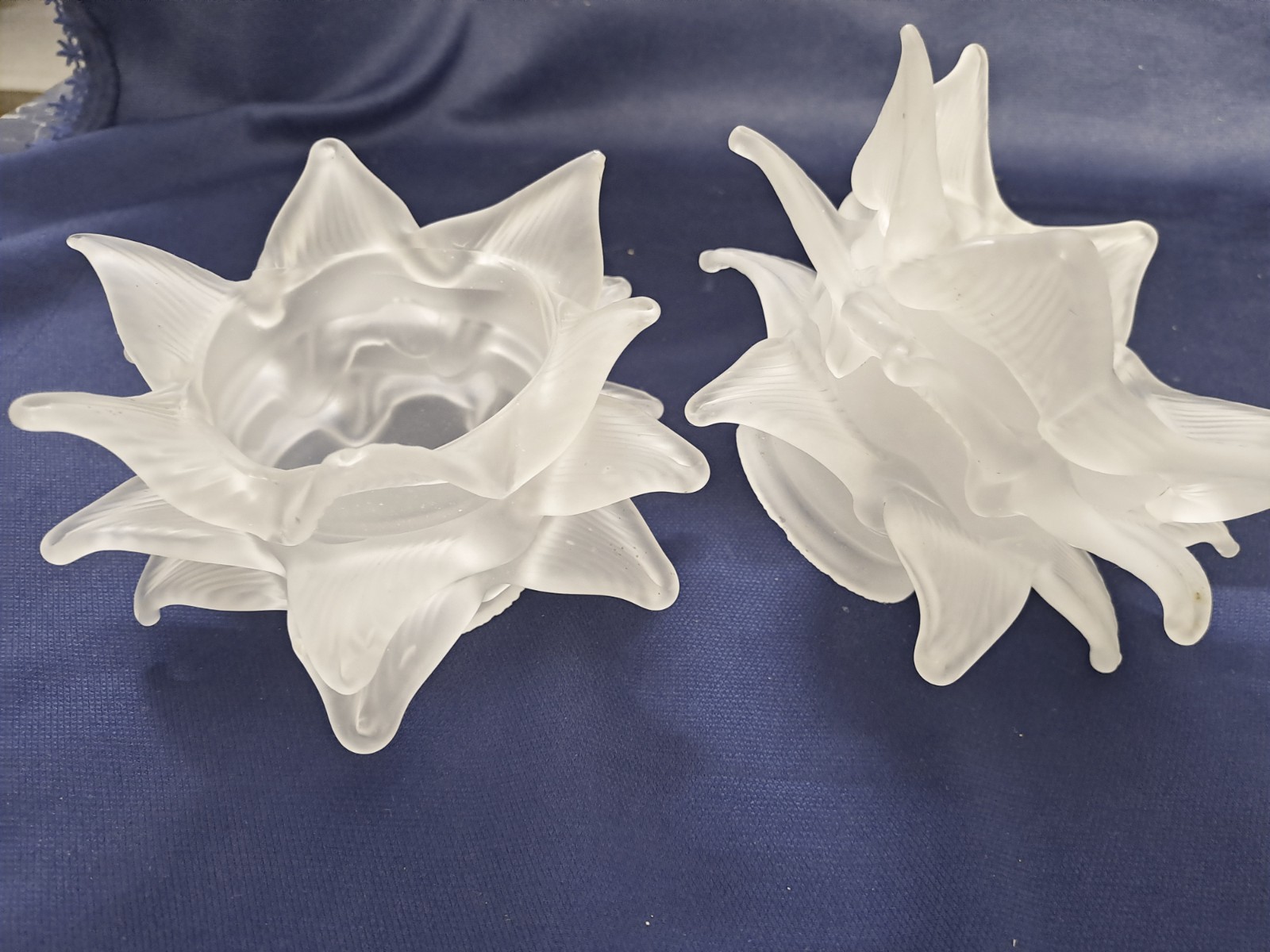 Vintage Murano Blown Glass Rose Petal Shades Set of 2 Frosted