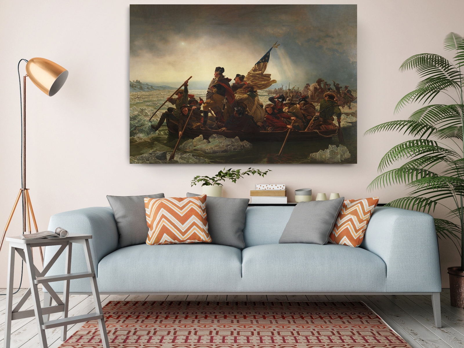 Painting Of George Washington Crossing The Delaware on Canvas Print Art, Big Siz