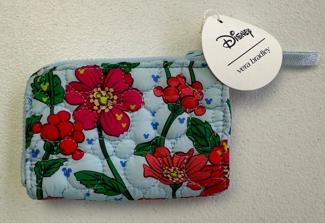 Vera Bradley Disney Mickey Meadow Card Pouch Zip Key Ring NWT Hidden Mickey
