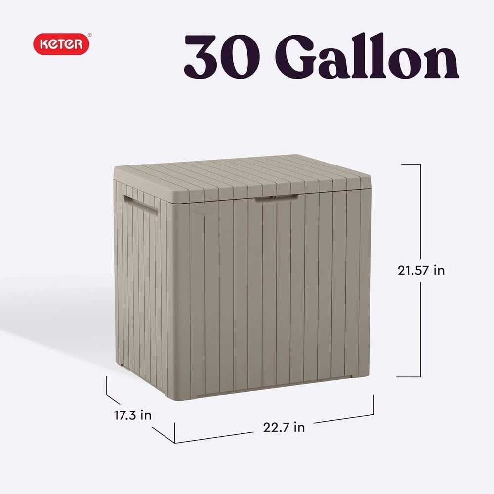 Compact Resin Outdoor Storage Box with Table Function – Lockable Beige Design