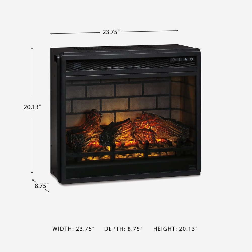 24" Electric Infrared Fireplace Insert with Remote Control, Black