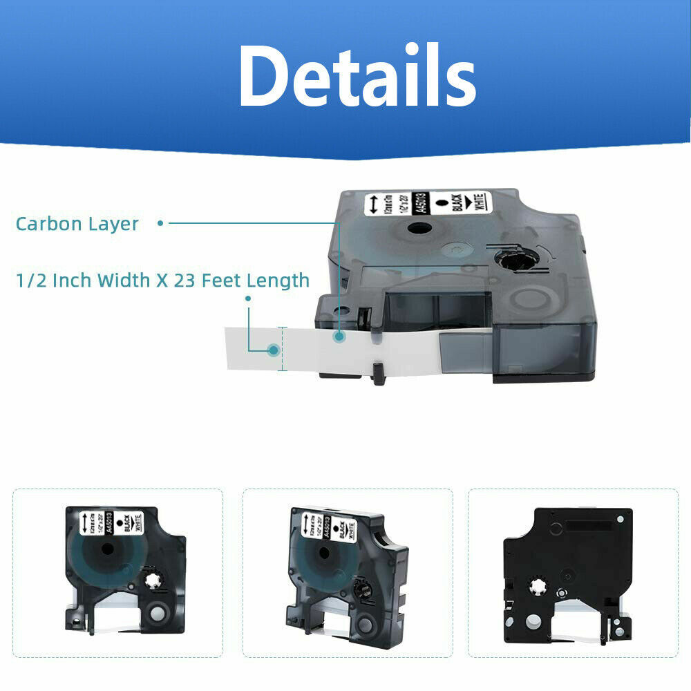 6PK Dymo D1 45013 45010 Label Tape for DYMO LabelManager 280 350 420P 450 Duo