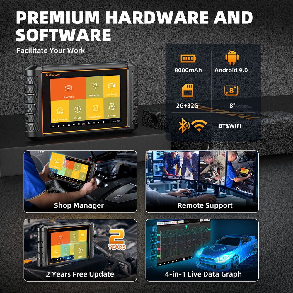 FOXWELL NT909 OBD2 Bi-directional Scanner Bluetooth Diagnostic Tool Active Test