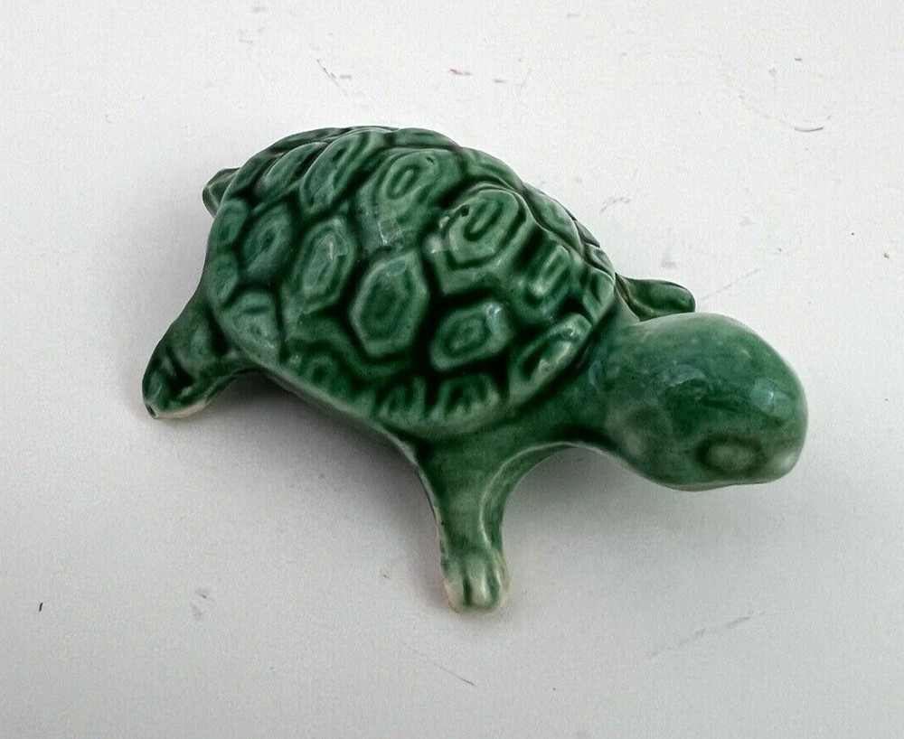 Vintage Ceramic Green Turtle Figurine