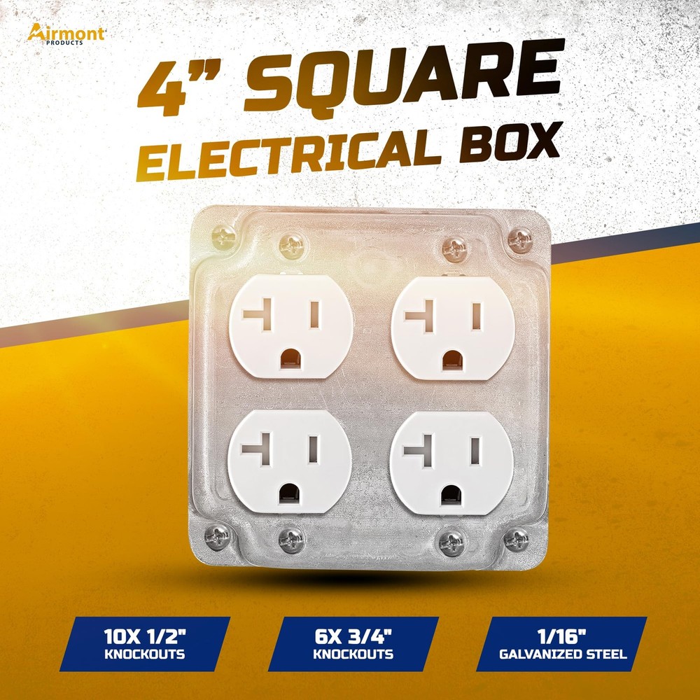 Electrical Box Bundle - 4 x 4 Inch Metal Outlet with silver