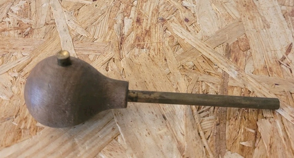 Vintage Small Caliber Wood And Brass Muzzle Loader Ball Starter