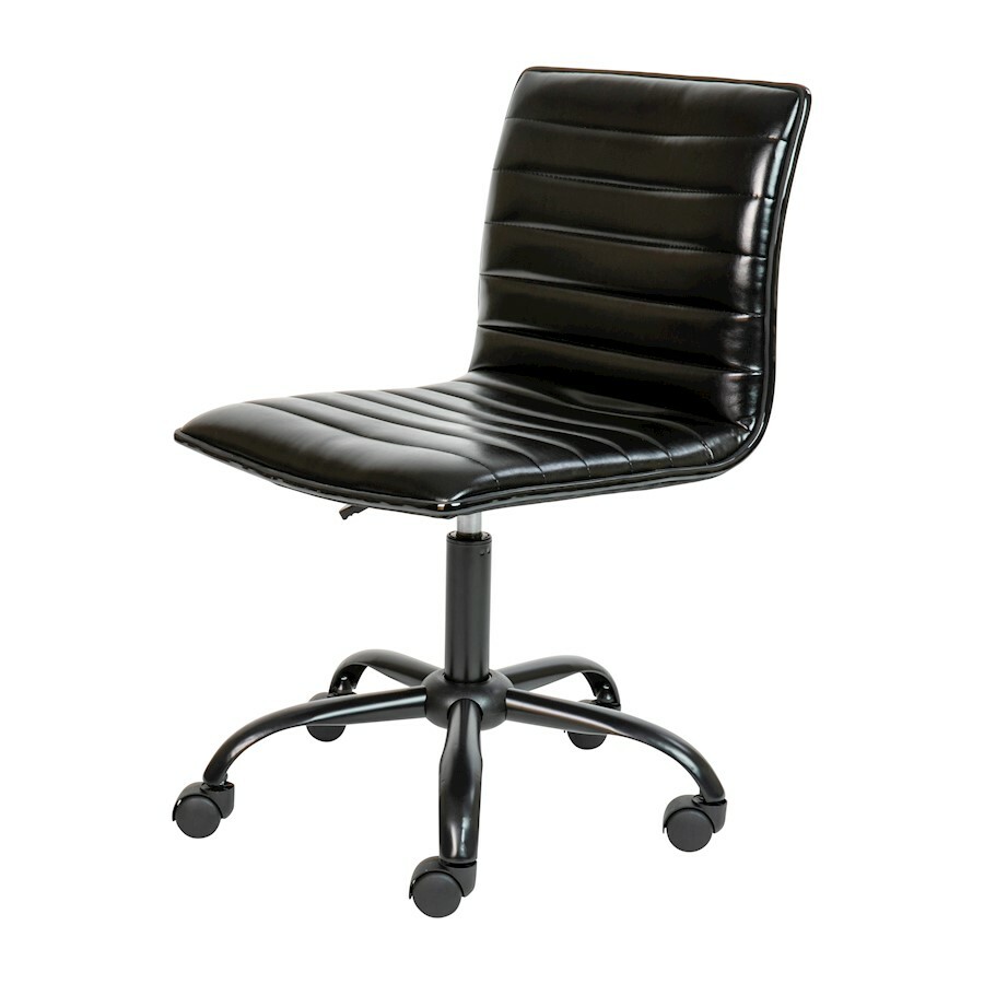 Flash Low Back Designer Armless Black Ribbed Swivel Task Chair/BK Frame & Base