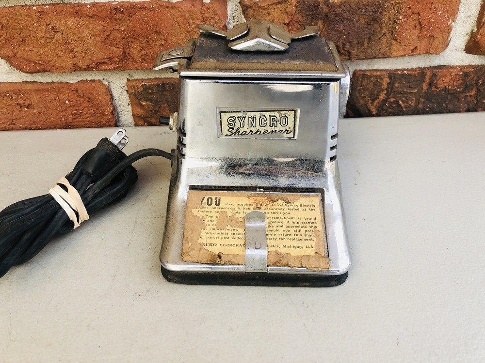 Rare Syncro Electric Hone Barber Razor Sharpener 1950s Sharpening