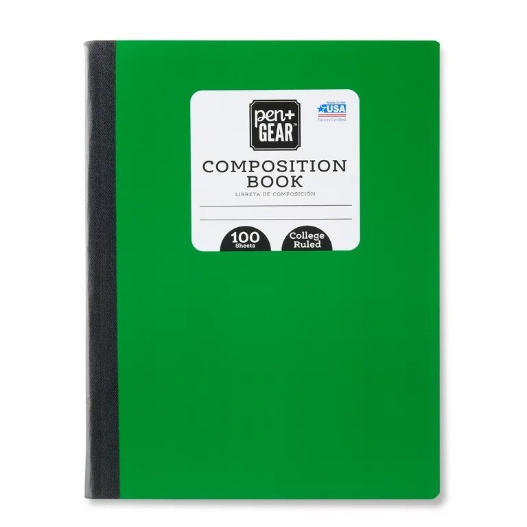 Composition Notebook COLLEGE Ruled 100 Page Solid Color Hard Covers 5-Pack