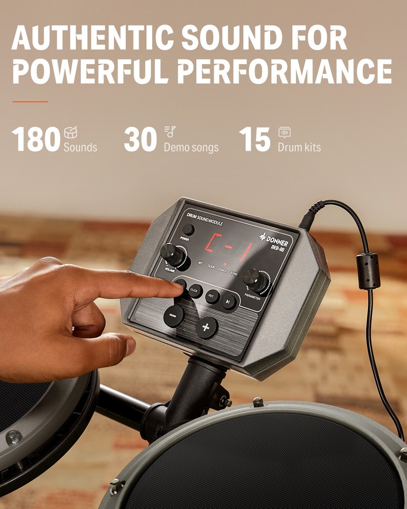 🥁Donner DED-80 Electric Drum Set Electronic Drum Kit With Headphone Throne