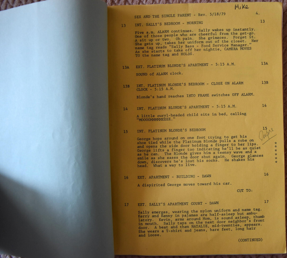 1979 Sex and The Single Parent Original Script Screenplay Final Draft