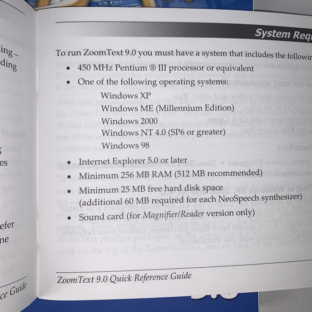 ZoomText 9.0 xFont Magnifier / Reader 2005 Windows Xp