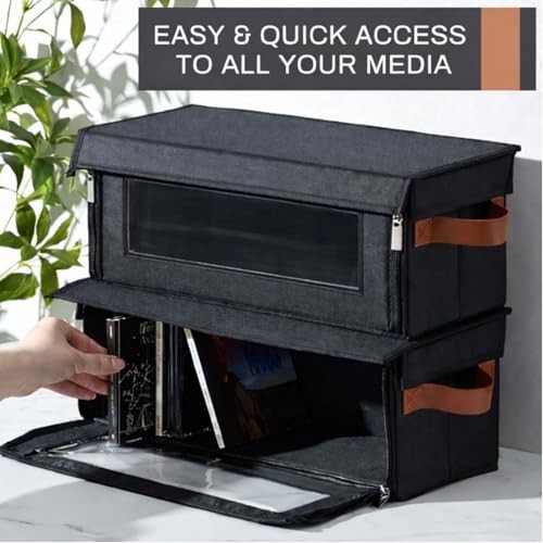 Packs Cd Storage Box with Visible Window, Stackable Cd Case Holder with 4
