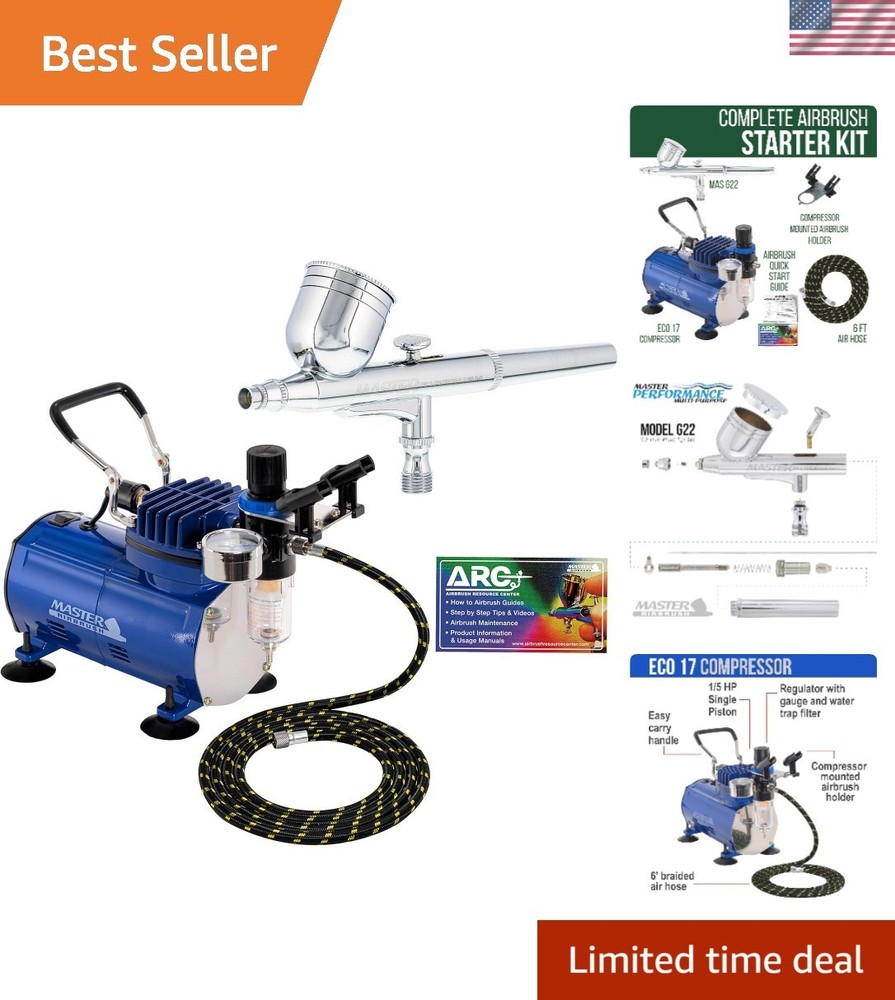 Professional Airbrush Kit - Includes Compressor, Fluid Cup & Hose for Beginners