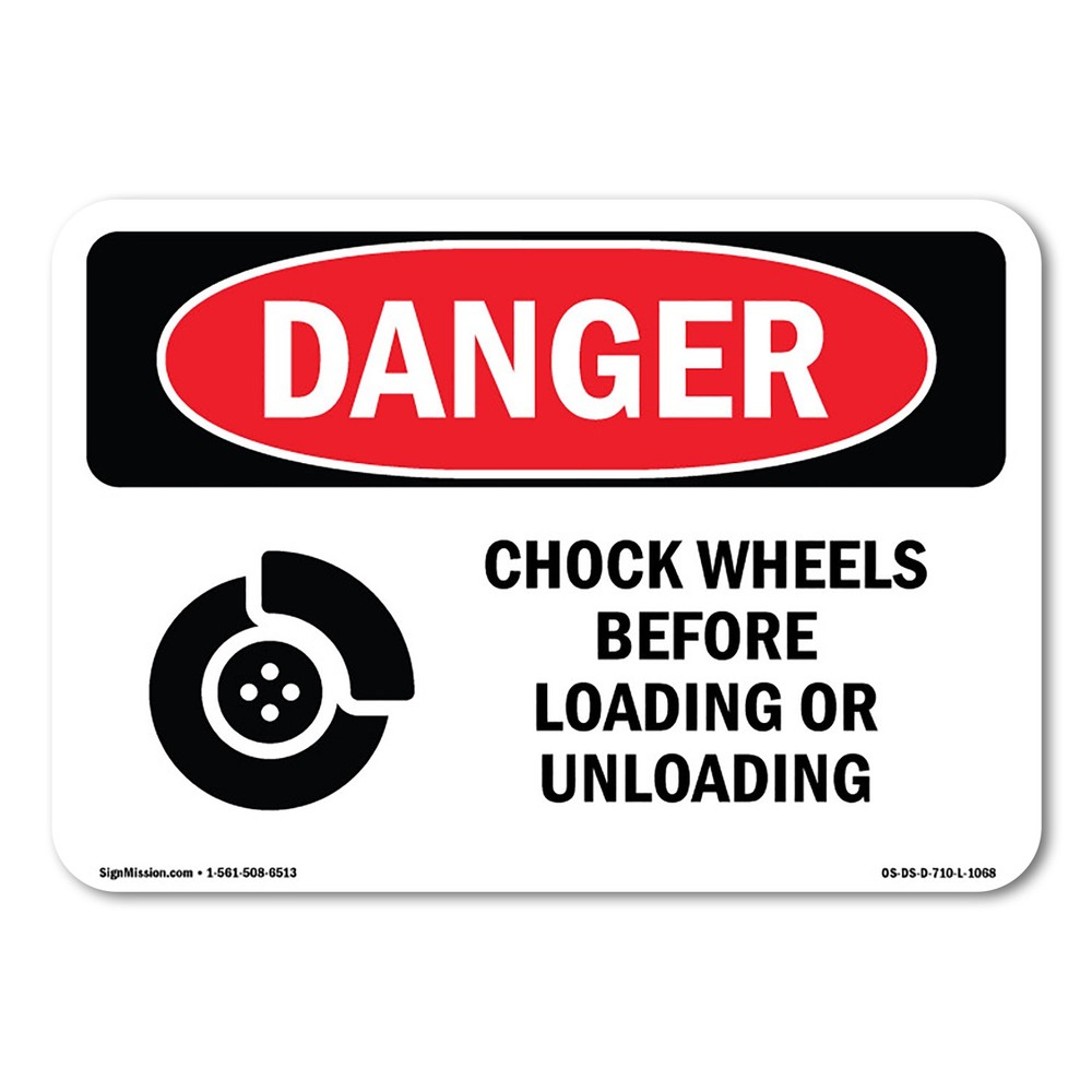 Chock Wheels Before Loading Or Unloading ANSI Danger Sign Metal Plastic Decal