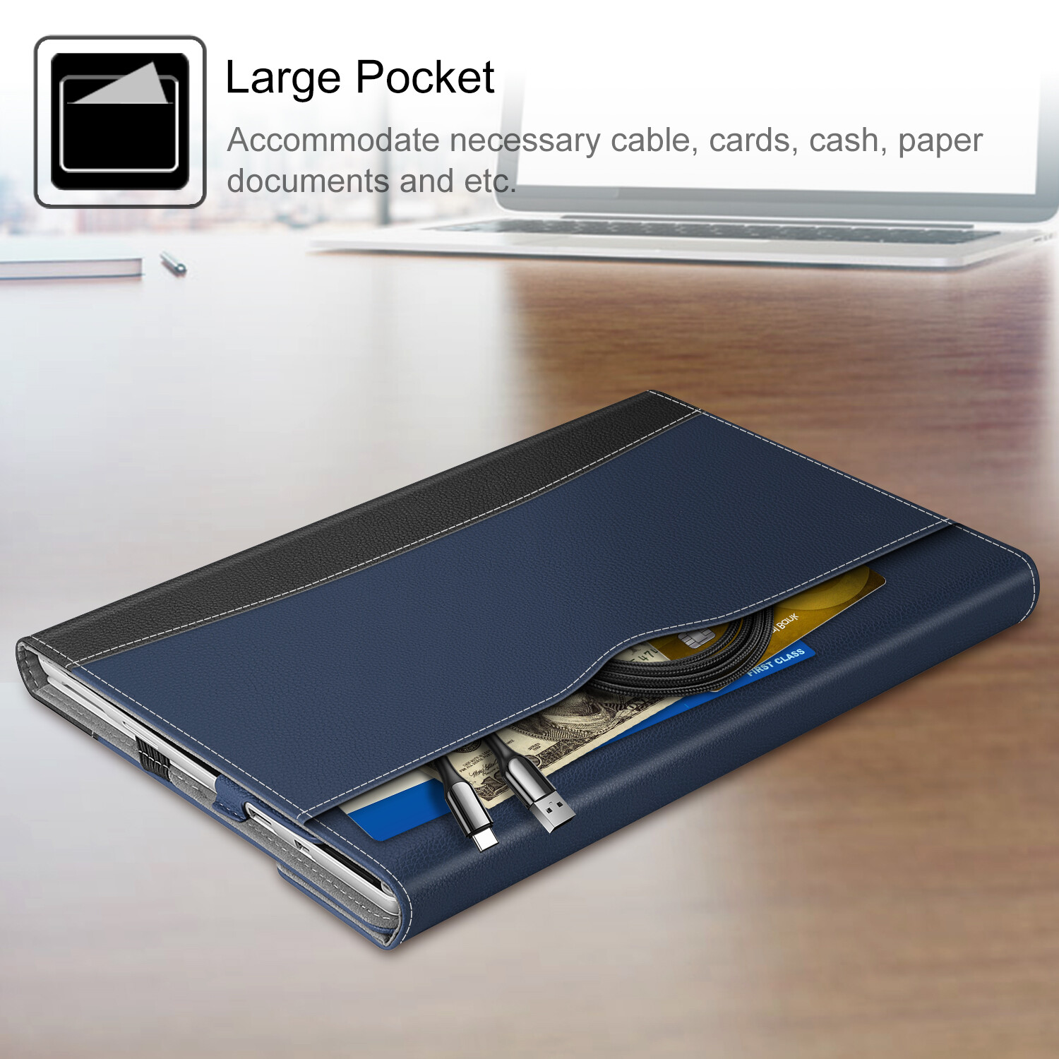 For Microsoft Surface Pro 7 / Pro 6 / Pro 5 / 4 / 3 Case Portfolio Stand Cover