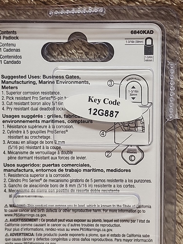 Master Lock ProGrade Solid Brass Keyed Padlock 6840KAD, 1.75" W. Keyed Alike