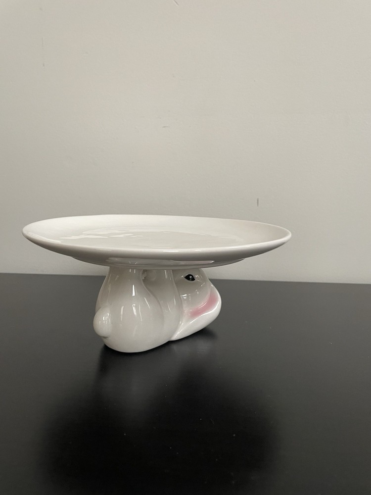 Lakeside Ceramic Easter Bunny Cake Stand 8” D