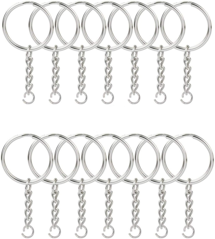 KINGFOREST 150PCS Split Key Ring Kit with Chains & Jump Rings 150PCS, Silver