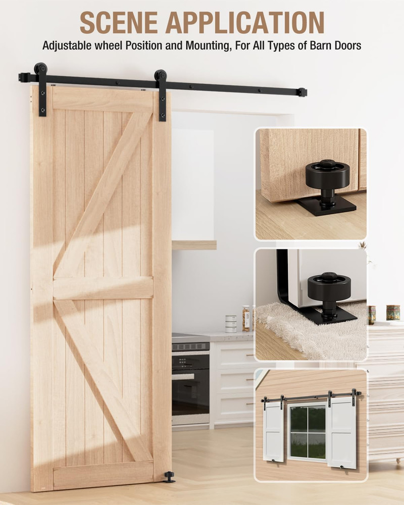Sliding Barn Door Floor Guide Wall Mounted Hardware for Flush Bottom Adjustable