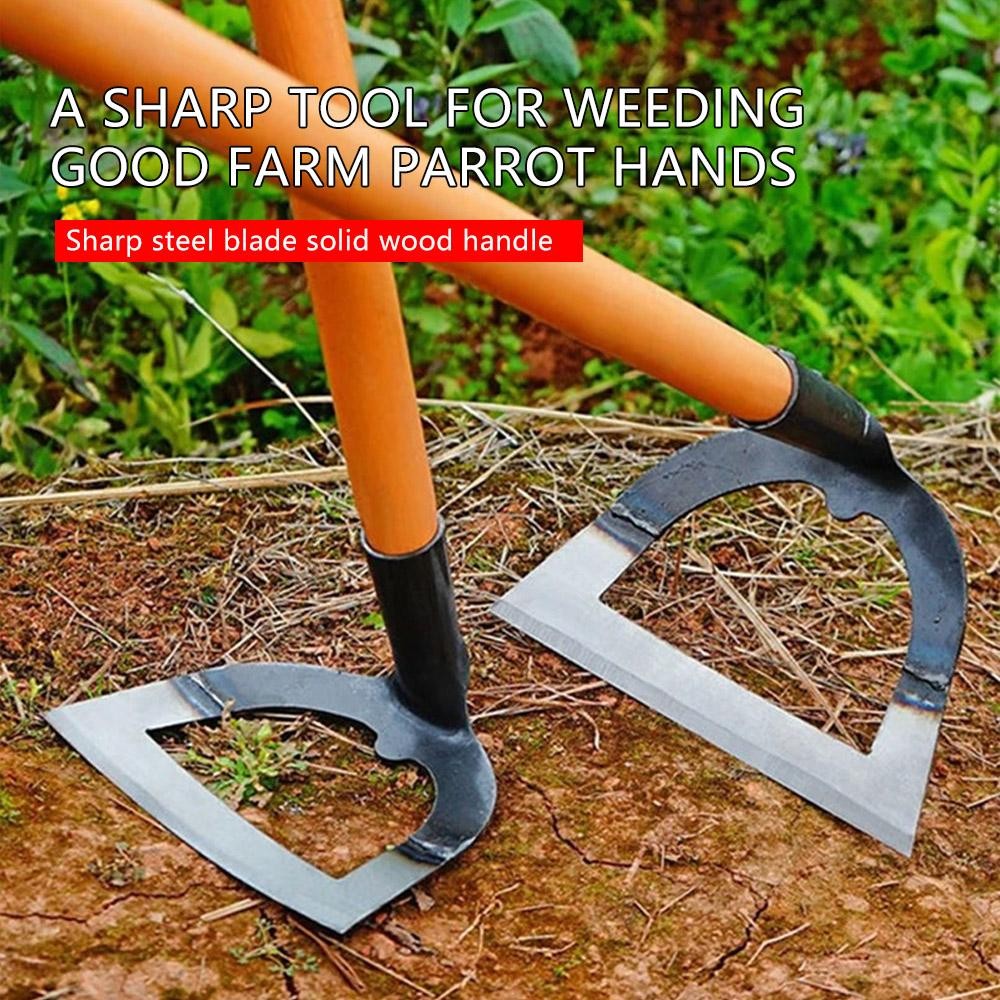 Shovel-Shaped Hollow Weeding Hoe with Handle Steel Rake Garden Soil Loosening