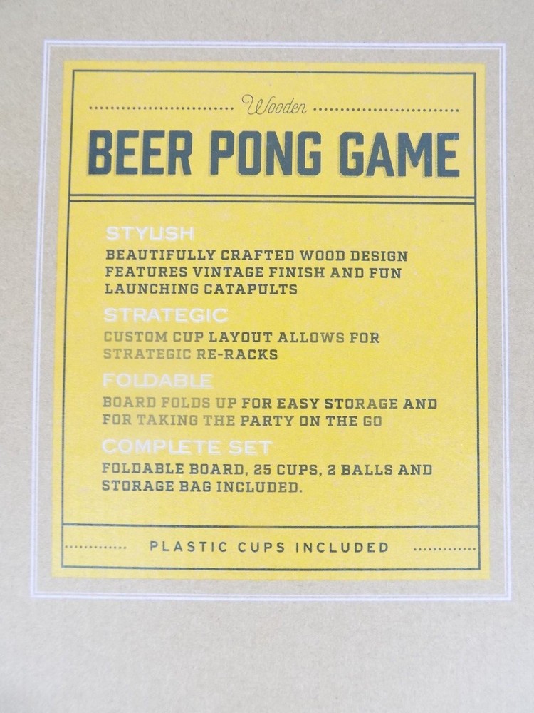 Refinery Wooden Beer Pong Game Foldable Tabletop Size