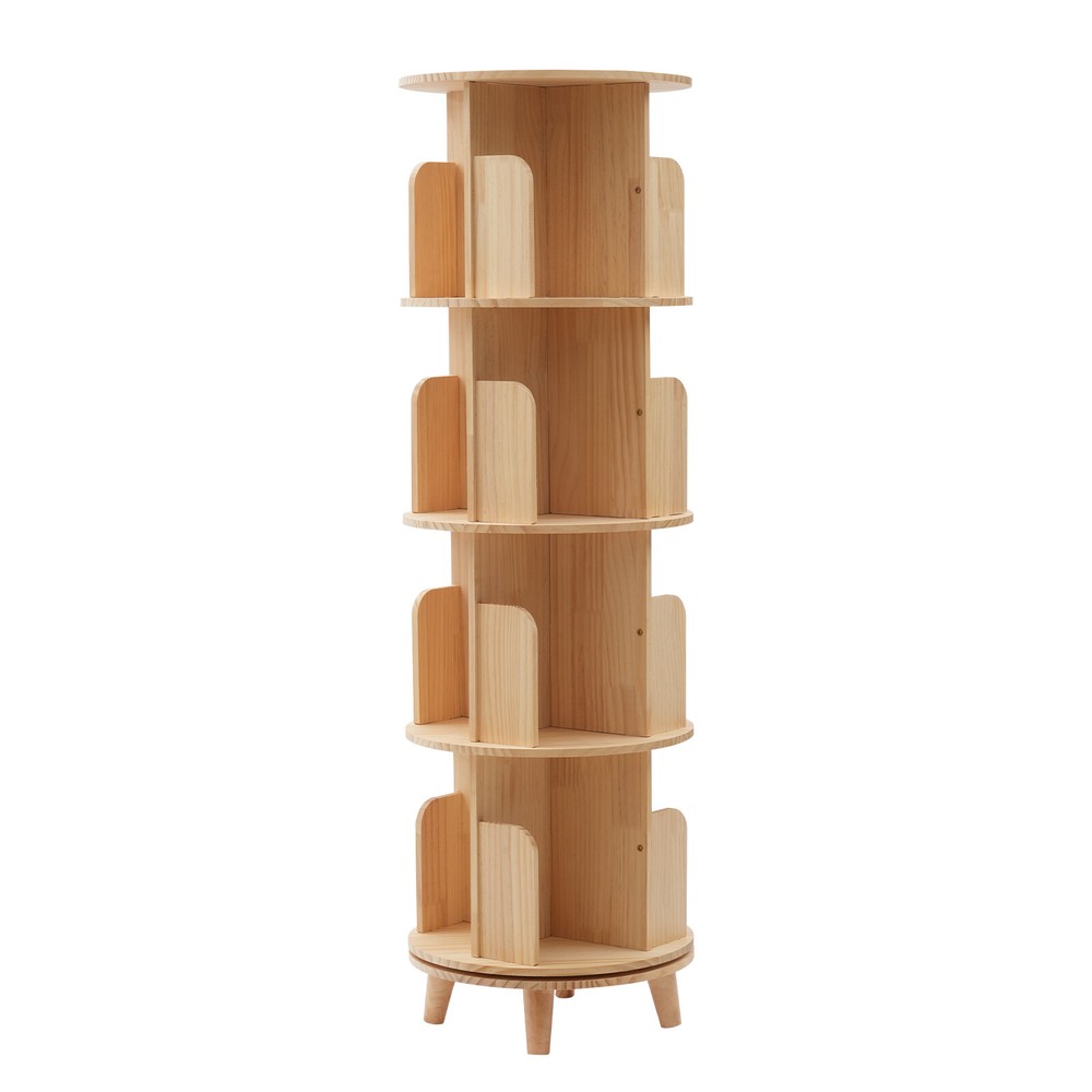 4 Layers Rotating Bookshelf Bookcase Storage Rack Floor Standing Display Holder